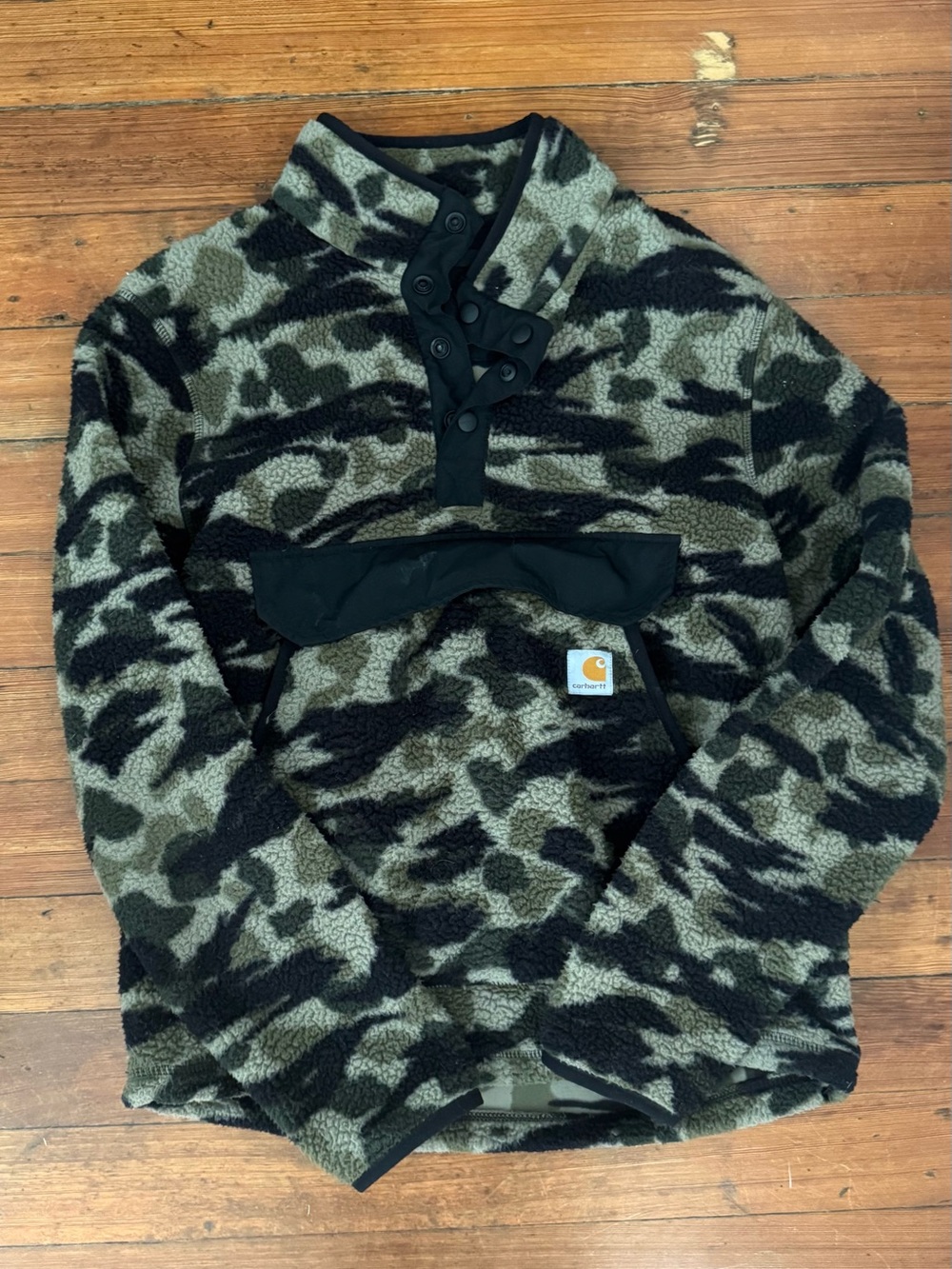 Carhartt Men’s Olive & Black Camo Sherpa Zip Pullover